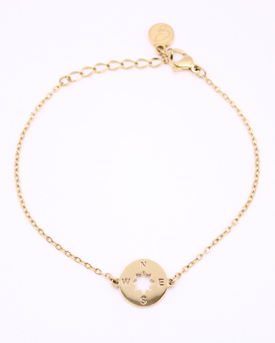 14k Gold Tarnish Proof Compass Bracelet Set