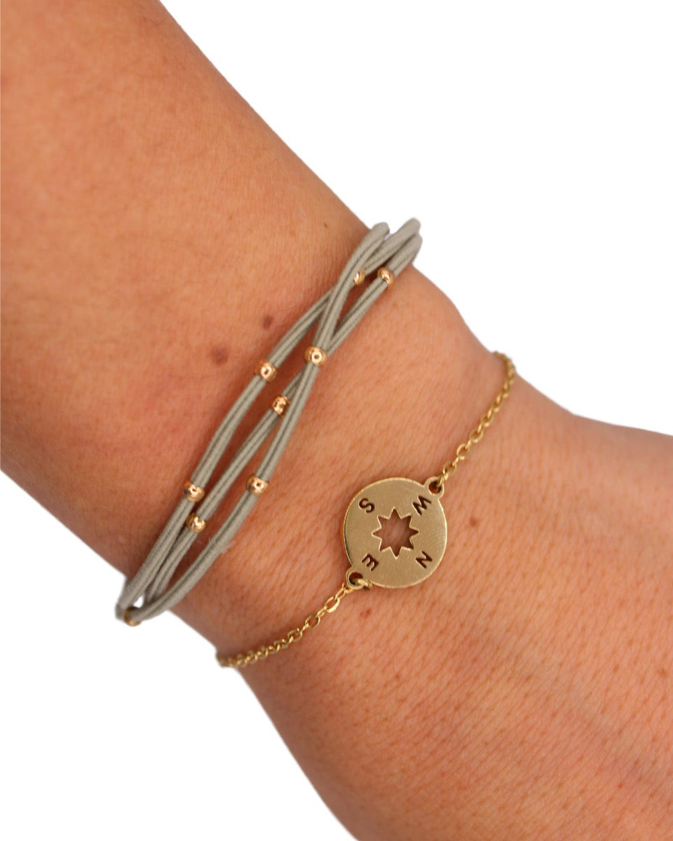 14k Gold Tarnish Proof Compass Bracelet Set