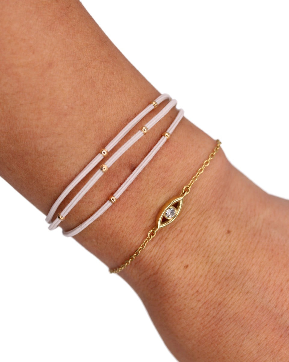 14k Gold Tarnish Proof Evil Eye Bracelet Set