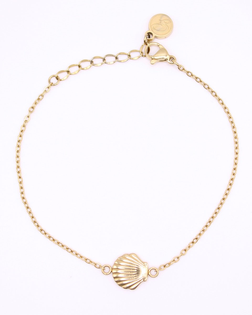 14k Gold Tarnish Proof Sea Shell Bracelet Set