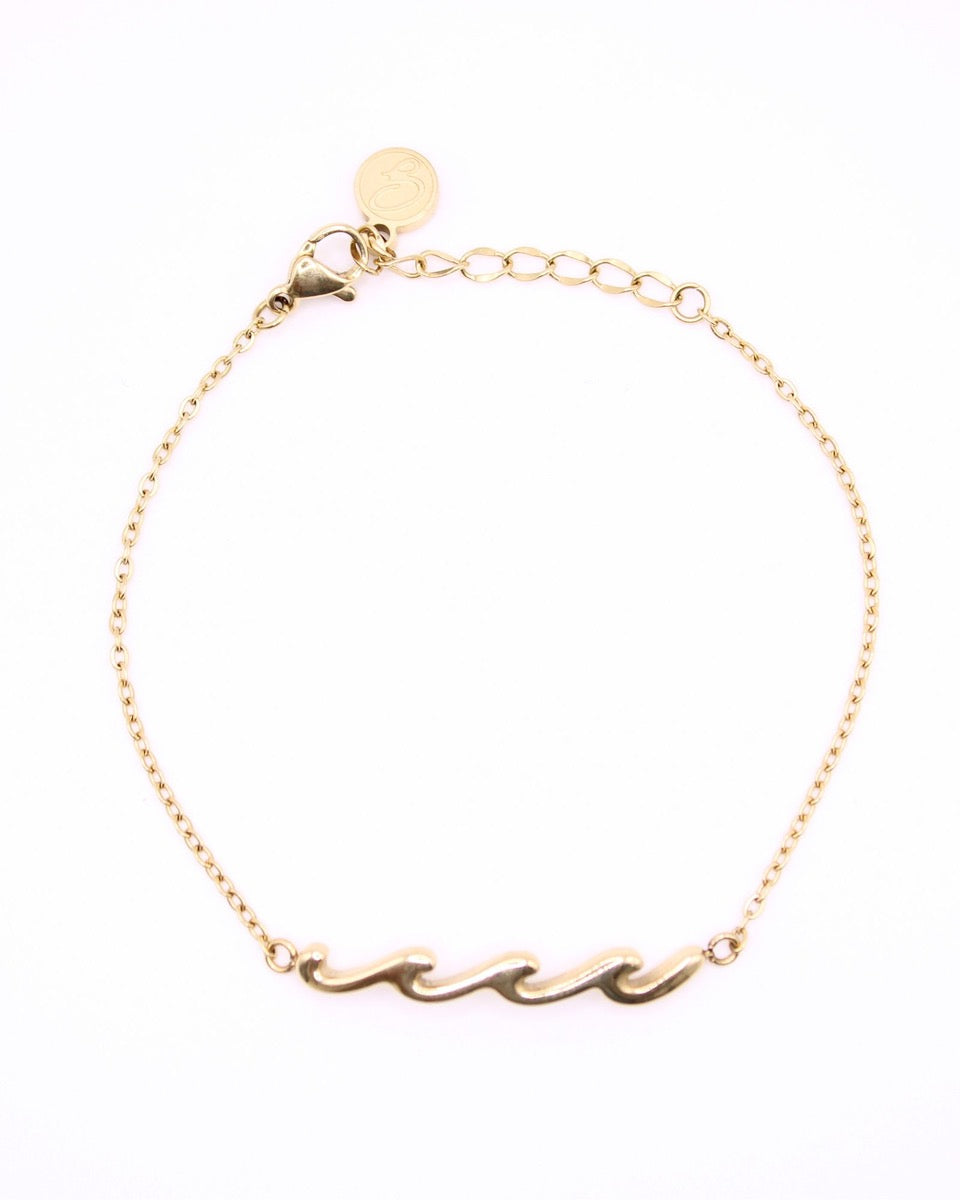 14k Gold Tarnish Proof Wave Bracelet Set