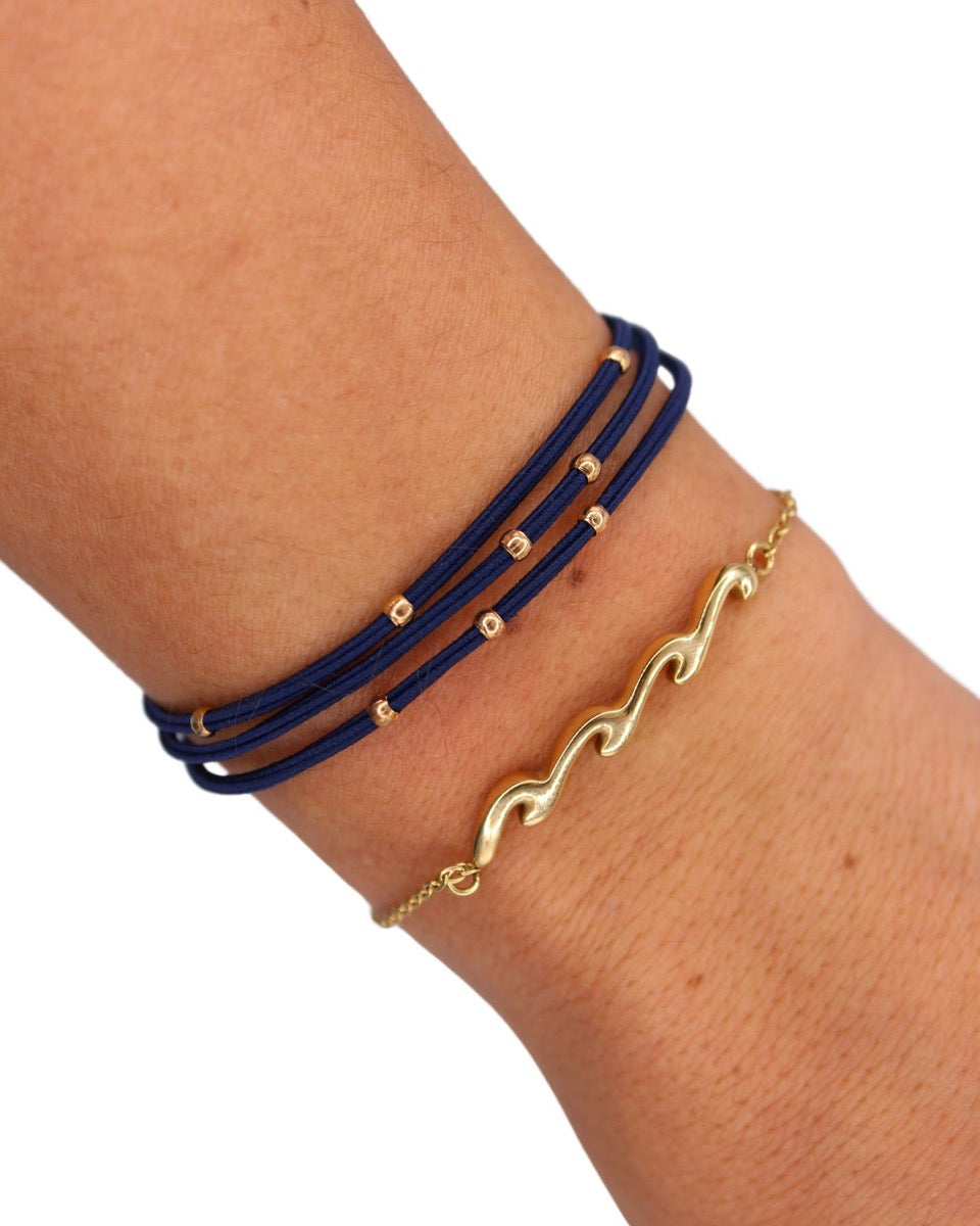 14k Gold Tarnish Proof Wave Bracelet Set