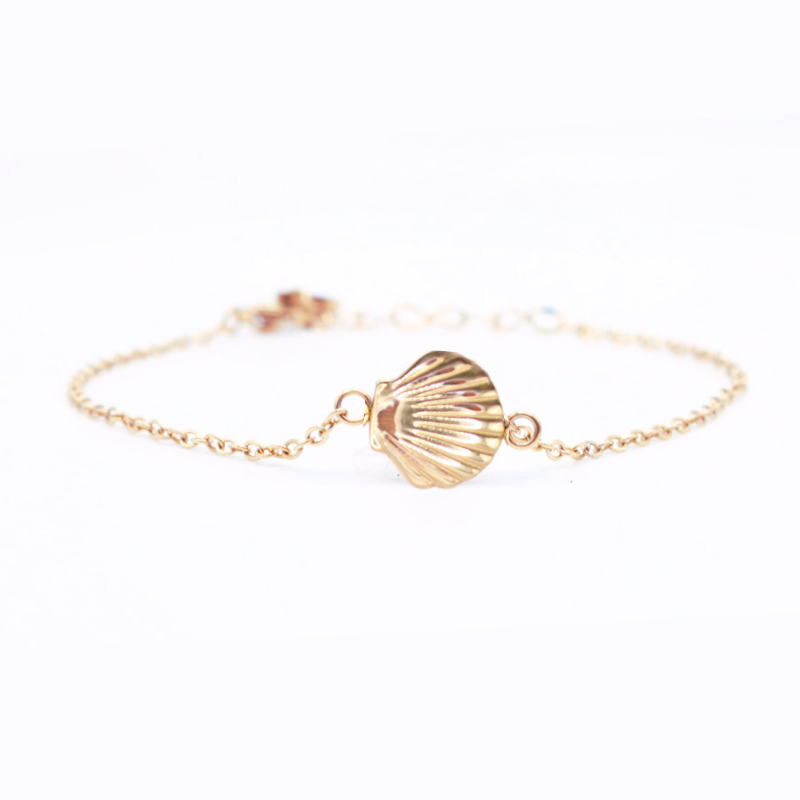14k Gold Tarnish Proof Sea Shell Bracelet Set