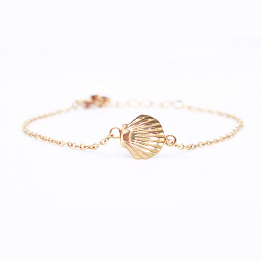 14k Gold Tarnish Proof Sea Shell Bracelet Set