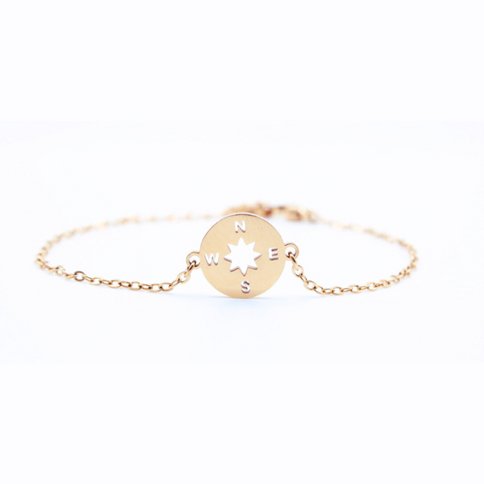 14k Gold Tarnish Proof Compass Bracelet Set