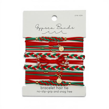 Holiday Red Hair Tie Bracelets