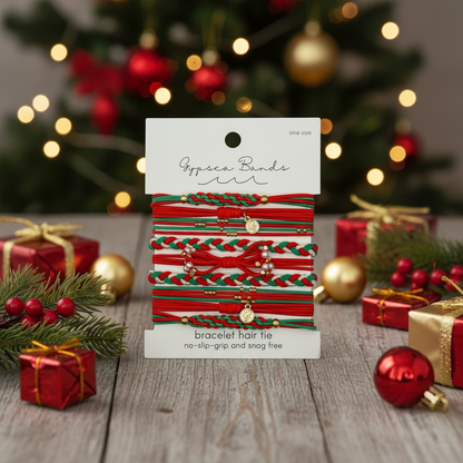 Holiday Red Hair Tie Bracelets